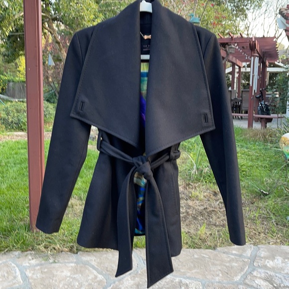 Ted Baker London Jackets & Blazers - 🌺 Ted Baker London; Matild Short Black Wrap Coat; Size 1 = USA Misses Size XS!